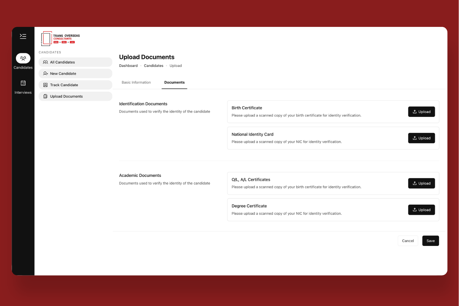 Candidate Management System screenshot 2